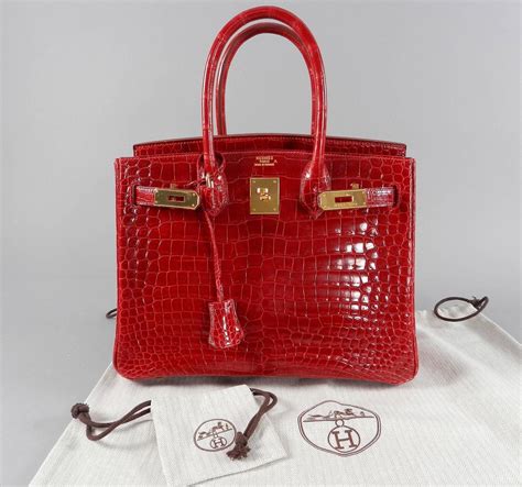 hermes red crocodile bag|vintage hermes crocodile bag.